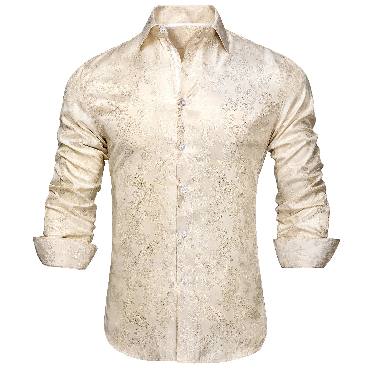 Hi-tie Jacquard Paisley Light Blue Mens Shirt Long Sleeve Lapel
