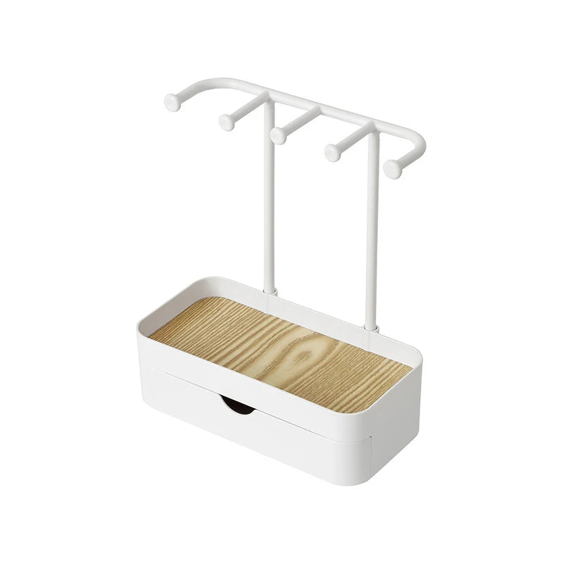 Jewelry Storage Rack Wooden Base Bracelet Rings Holder Fashion Qme Double-deck White