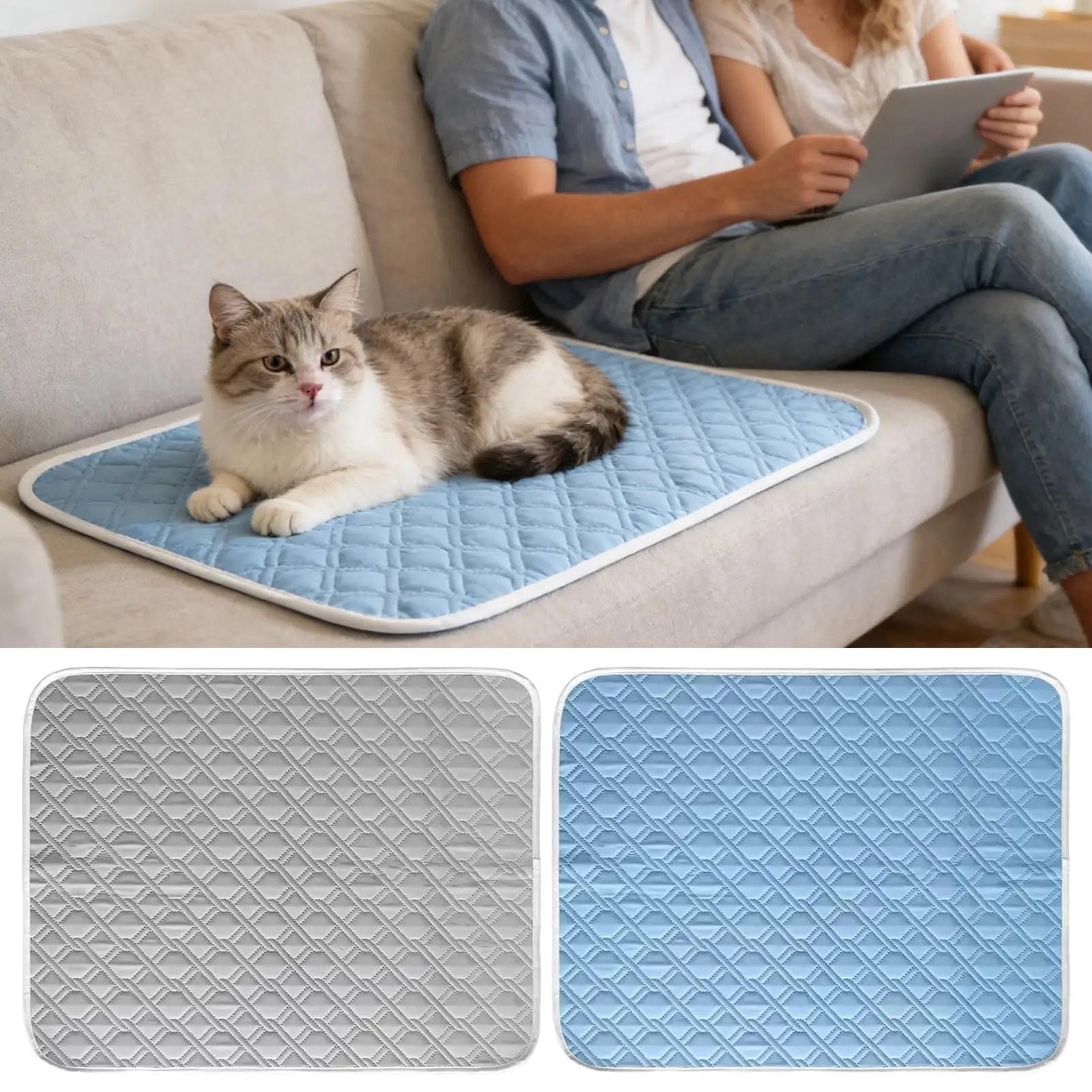 Cooling Pad For Dog Sweat Absorbent Sleeping Rug 45x35cm Soft Self Cooling Pet Mat For Small Medium Large Dog Kitten Qme