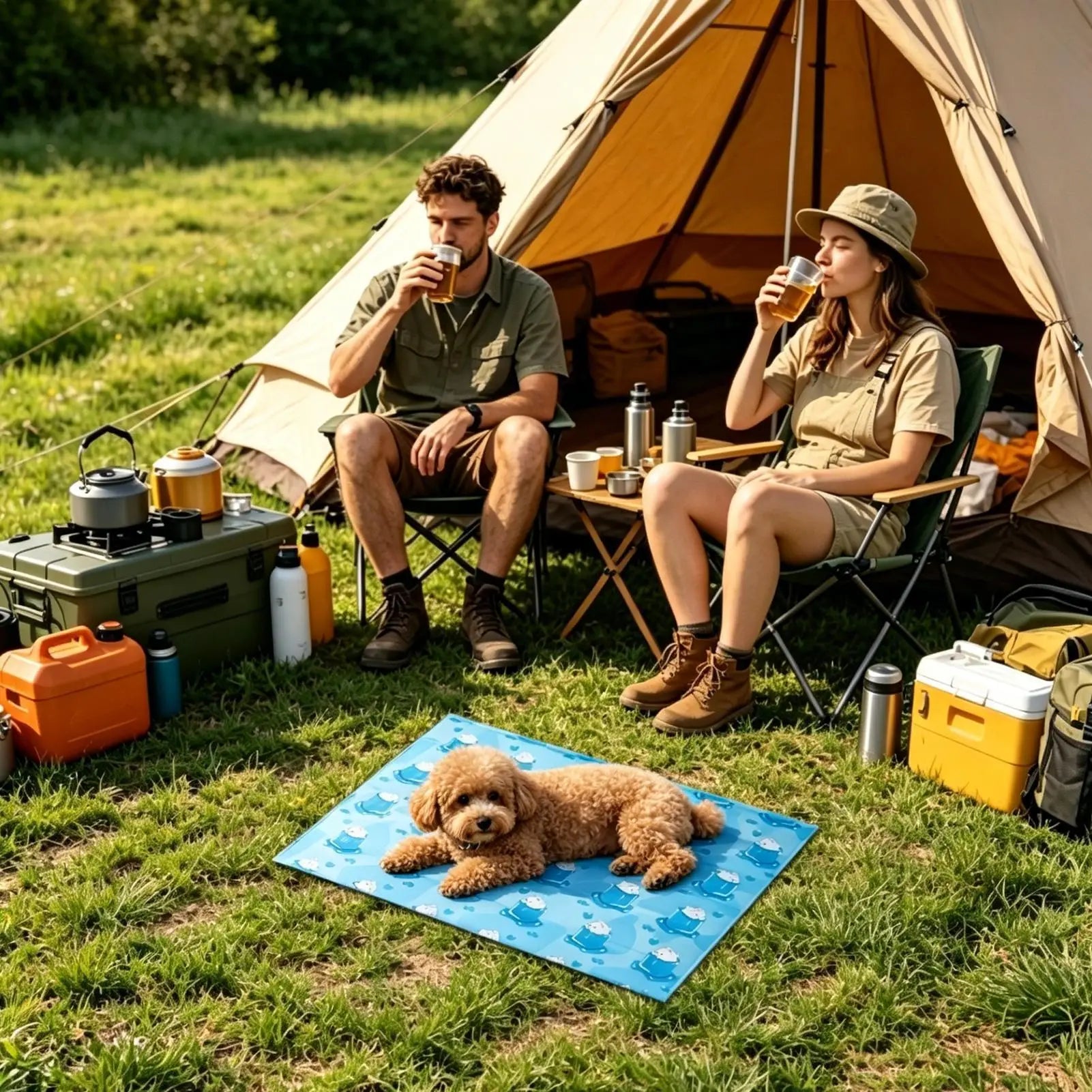 Cooling Dog Bed Foldable Reusable Comfortable Pet Mattress Cooling Dog Beds Sleeping Pad For Car Trip Park Beach Picnic Balcony Qme