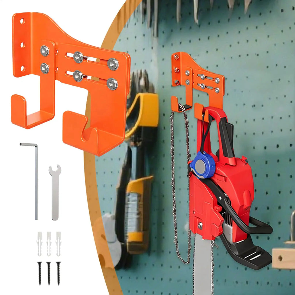 Chainsaw Mount Heavy Duty Wall Organizer Shed Two Hook Garden Garage Qme