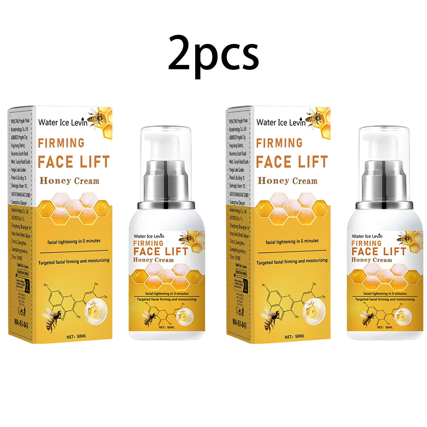 Honey Instant Face Lift & Firm Skin Cream Sustainable Face Lifting Reduces Fine Lines Gentle Moisturizing Care Cream Qme 2pcs