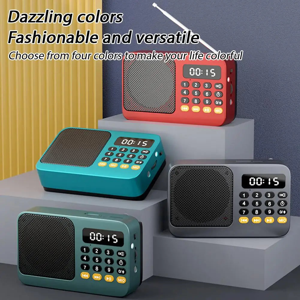 Handheld Rechargeable Digital FM USB TF MP3 Player Portable Radio Music Player Speaker Devices Supplies With LED Display Radio Qme