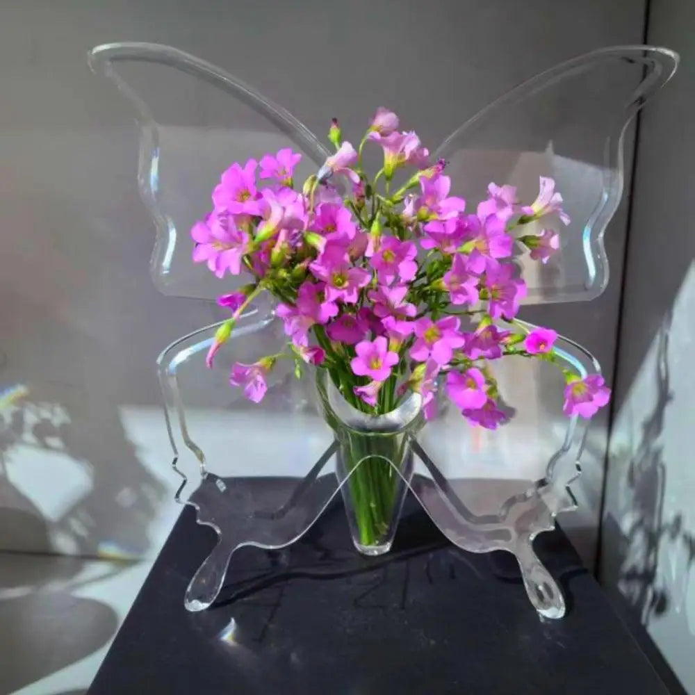 Butterfly Flower Vase Clear Acrylic Vases Flowers Decoration Consoles Qme