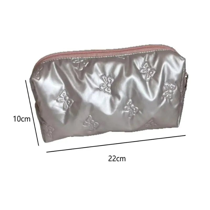 Silver Ballet Cute Bow Large Capacity Pencil Case Student Stationery Qme