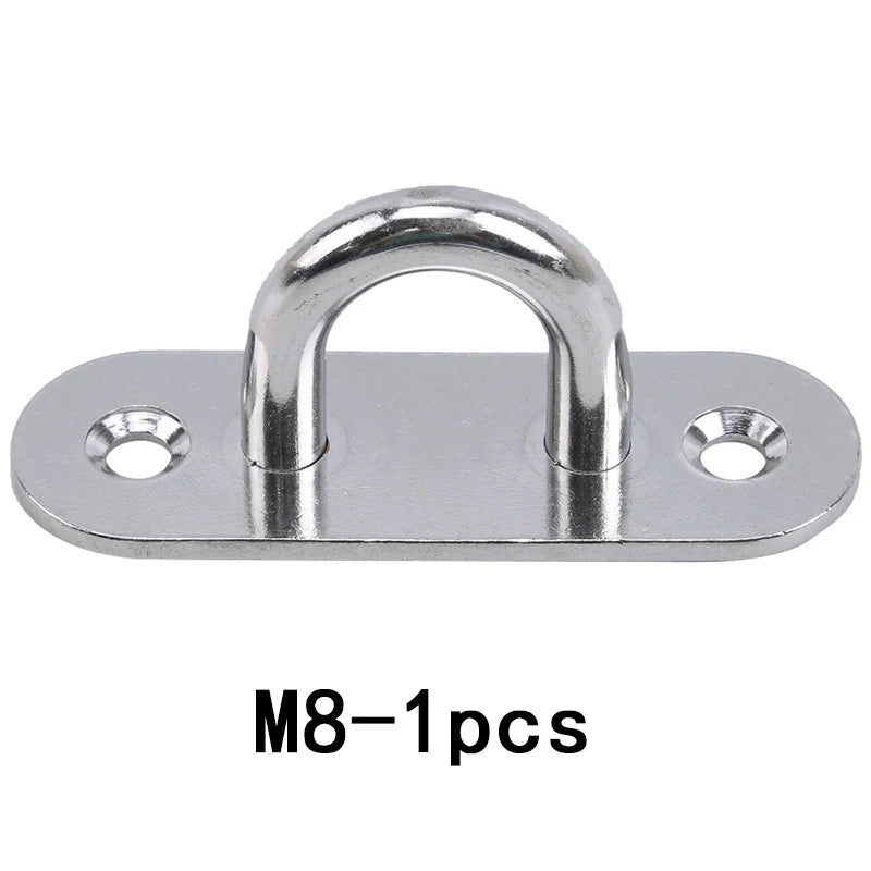 304-M6 M5 M8 Oval Eye Board Marine Deck Buckle Staple Boat Shade Sail Mounting Fastening Set - 304 Marine Grade Stainless Steel Qme M8-1pcs