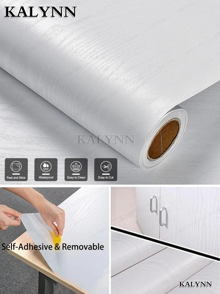 White Wood Contact Paper Peel Stick Self-adhesive Wallpaper Qme
