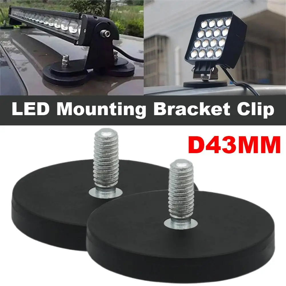 2pcs D43mm External Thread M6 Rubber Covered Magnet Magnetic Suction Cup Car Top Light Magnetic Seat Installation Bracket Clip Qme