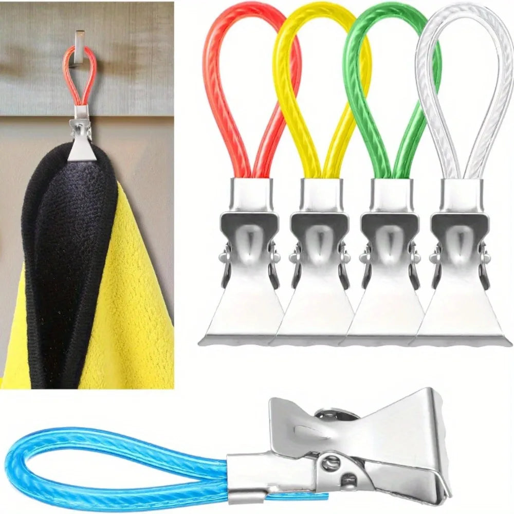 Metal Tea Towel Storage with Towel Hanging Ring, Multi-Color Kitchen Towel Hanging Clip Small Hook Clip Suitable for Bedrooms Qme