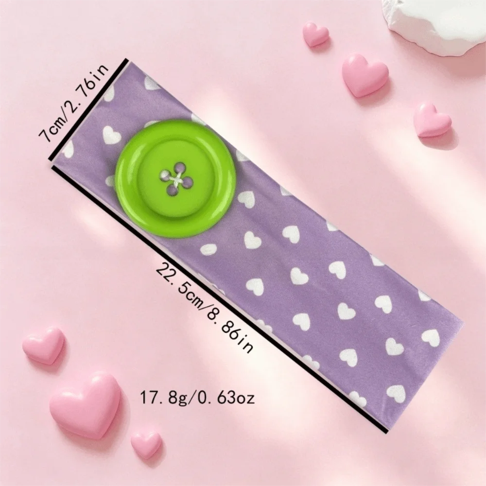Love Heart Polka Dot Button Headband Elastic Adjustable Yoga Hair Qme