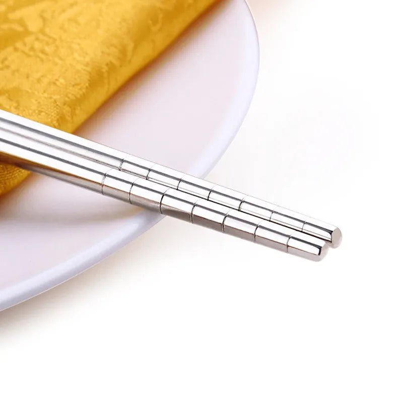 New Frying Tableware Chinese Lengthen Chopsticks Stainless Steel Reusable Japanese Sushi Sticks Korean Hot Pot Tools Qme