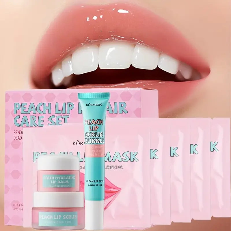 Peach Lip Care Mask Scrub Bubble Hyrating Balm Lips Skin Nourishing Qme