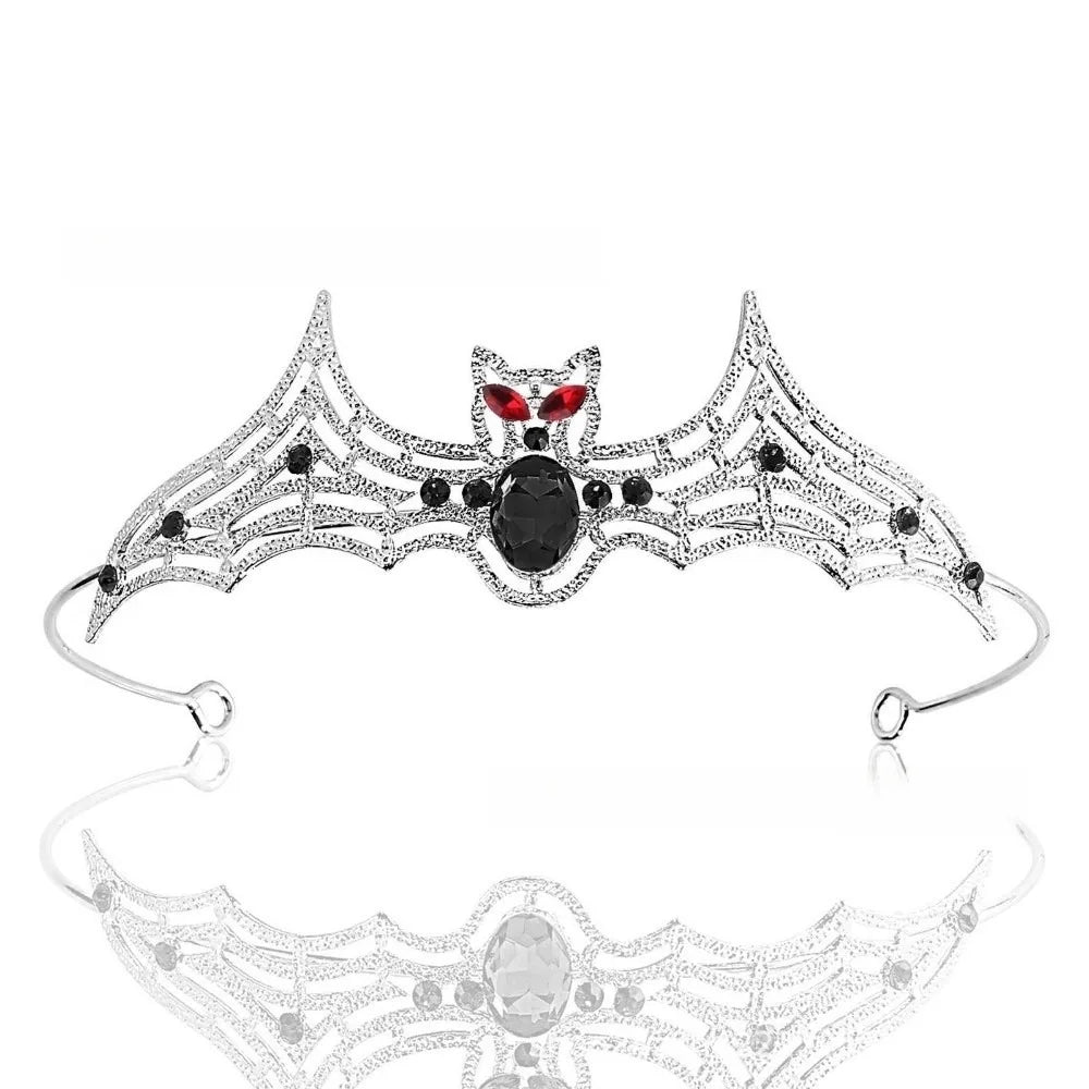 Simple Metal Halloween Bat Hairband Sparkling Multicolor Rhinestone Crowns Cosplay Props Dark Halloween Tiara Ladies Qme Style 4