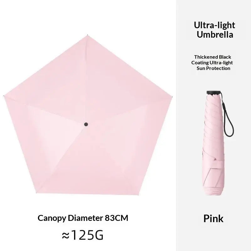 2 In 1 Sun Protection Ultra Light Pencil Umbrella Portable Folding UV Block Travel Umbrella Mini Pocket Rain Umbrella For Women Qme A1 5K metal-fiber composite
