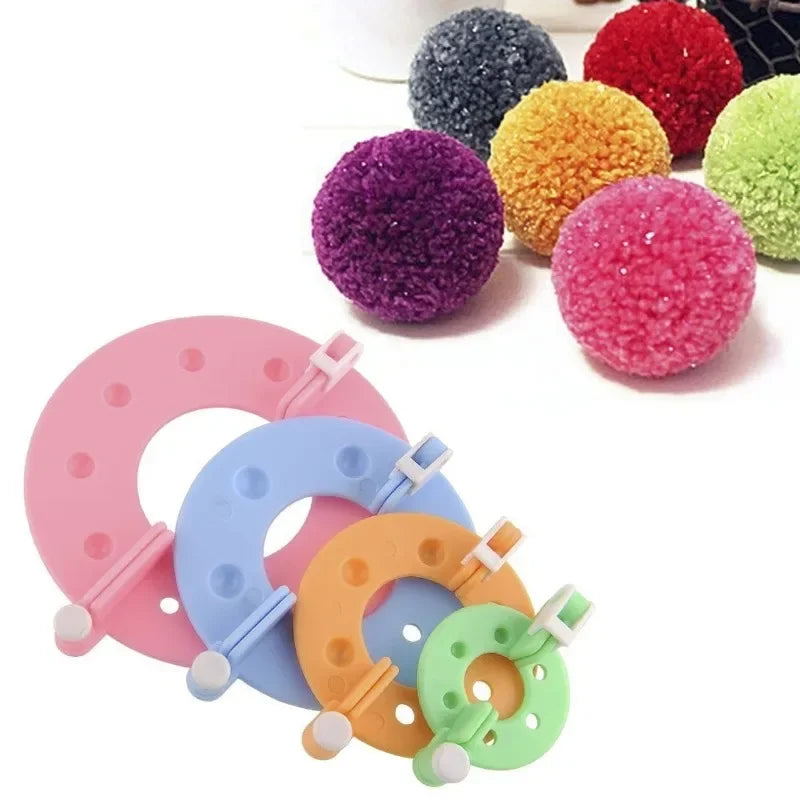 4Sizes Fluff Ball Weaver Pompom Maker Knitting Loom Kids Woolen Balls Qme