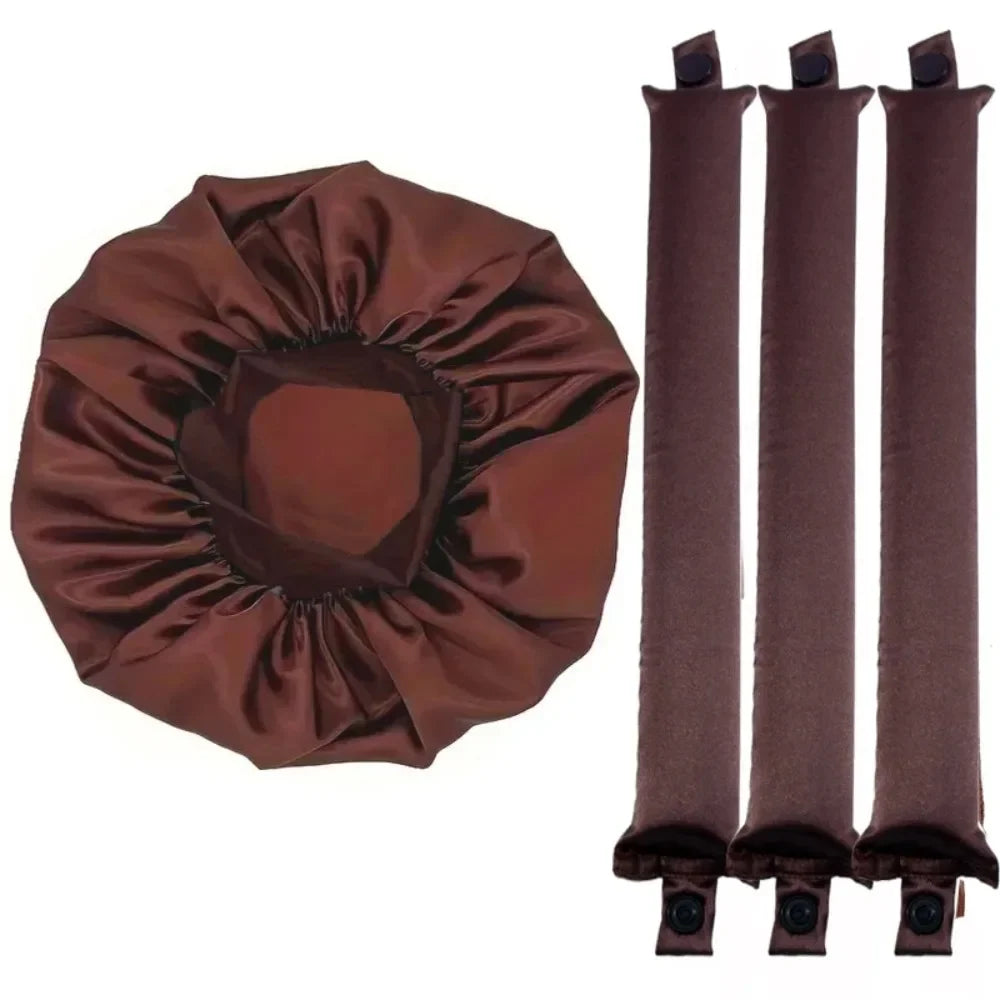 Heatless Curling Rod Headband No Heat Hair Rollers Sleeping Soft Flex Qme 4pcs coffee