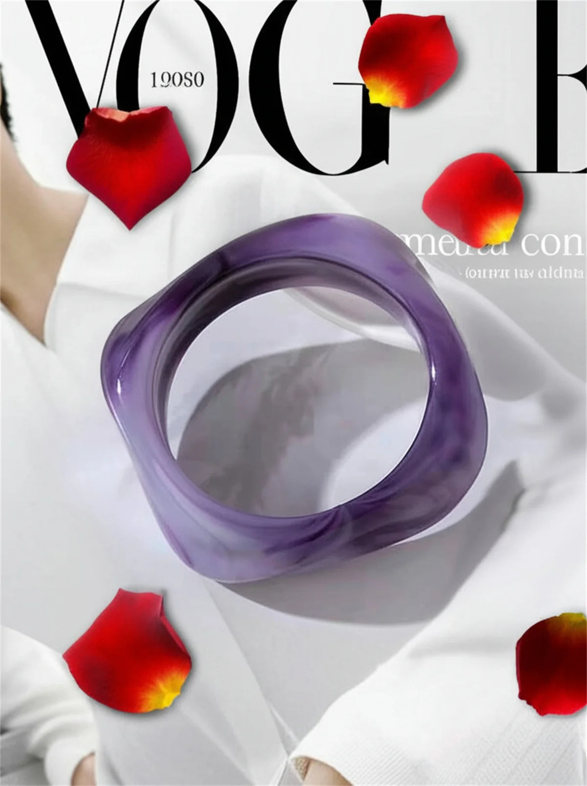 Fashion Summer Trendy Color Clear Wide Version Square Acrylic Resin Bracelet Women Girl Ins Party Travel Jewelry Hip Hop Bangle Qme zise 63mm