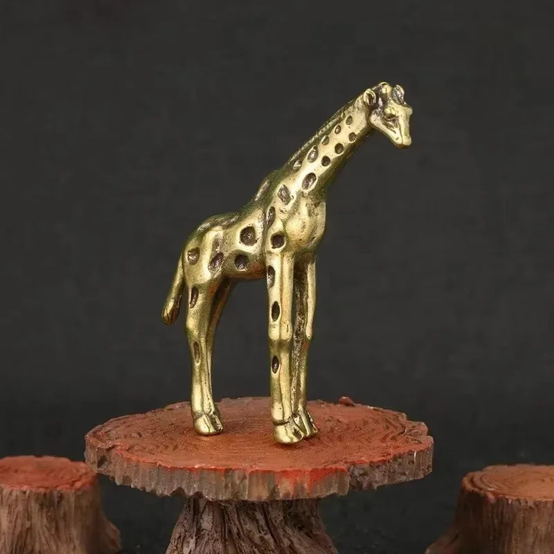 Vintage Brass Giraffe Ornament Office Desk Desktop Decoration Tea Pet Qme