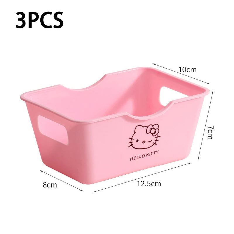 Sanrio Cute Hello Kitty Desktop Decoration Storage Basket Qme 3pcs 10cm*15cm