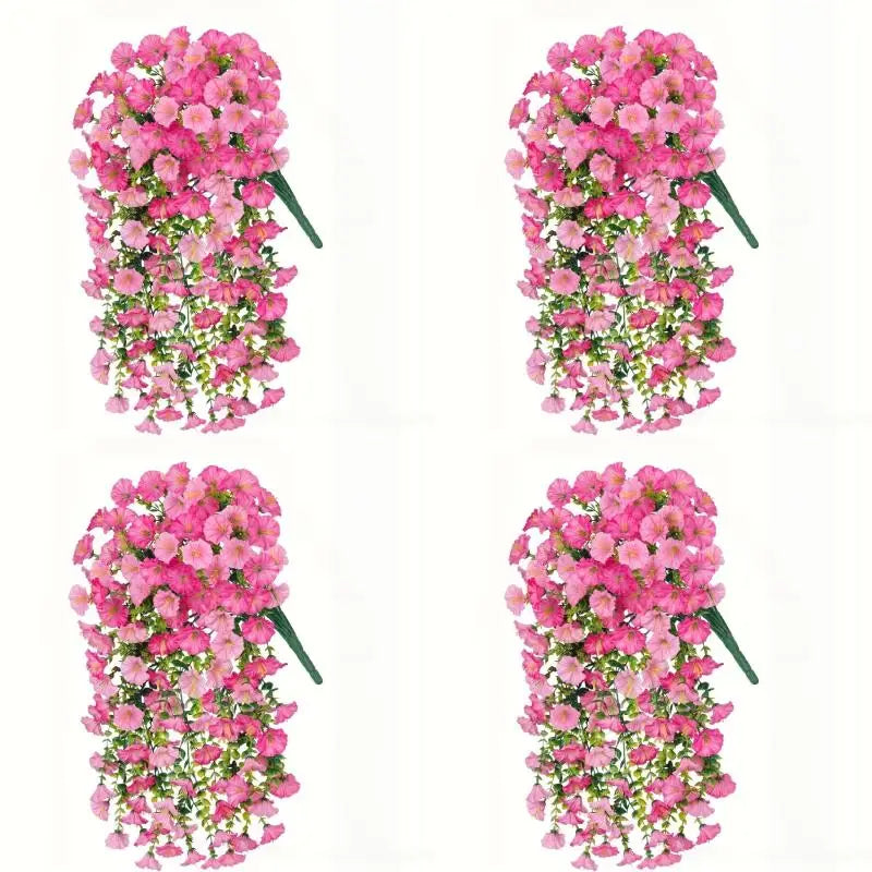 2/4Pcs Versatile Outdoor UV-Resistant Artificial Morning Glory & Eucalyptus Hanging Decor Perfect For Home Garden And Weddings Qme A2