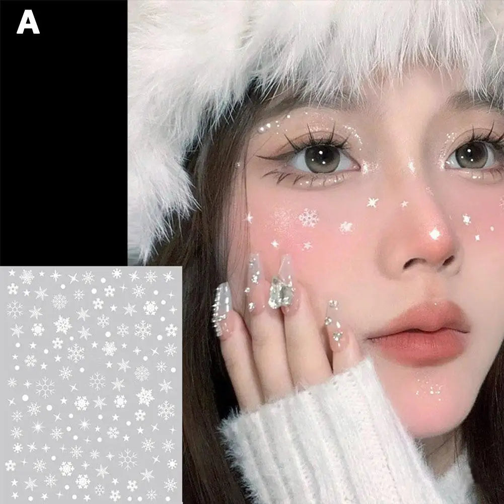 Face And Eye Makeup Stickers Christmas Face Snowflake Stickers 5D Witte Sneeuwvlok Ronde Tattoo Oogschaduw Stickers Qme A CN