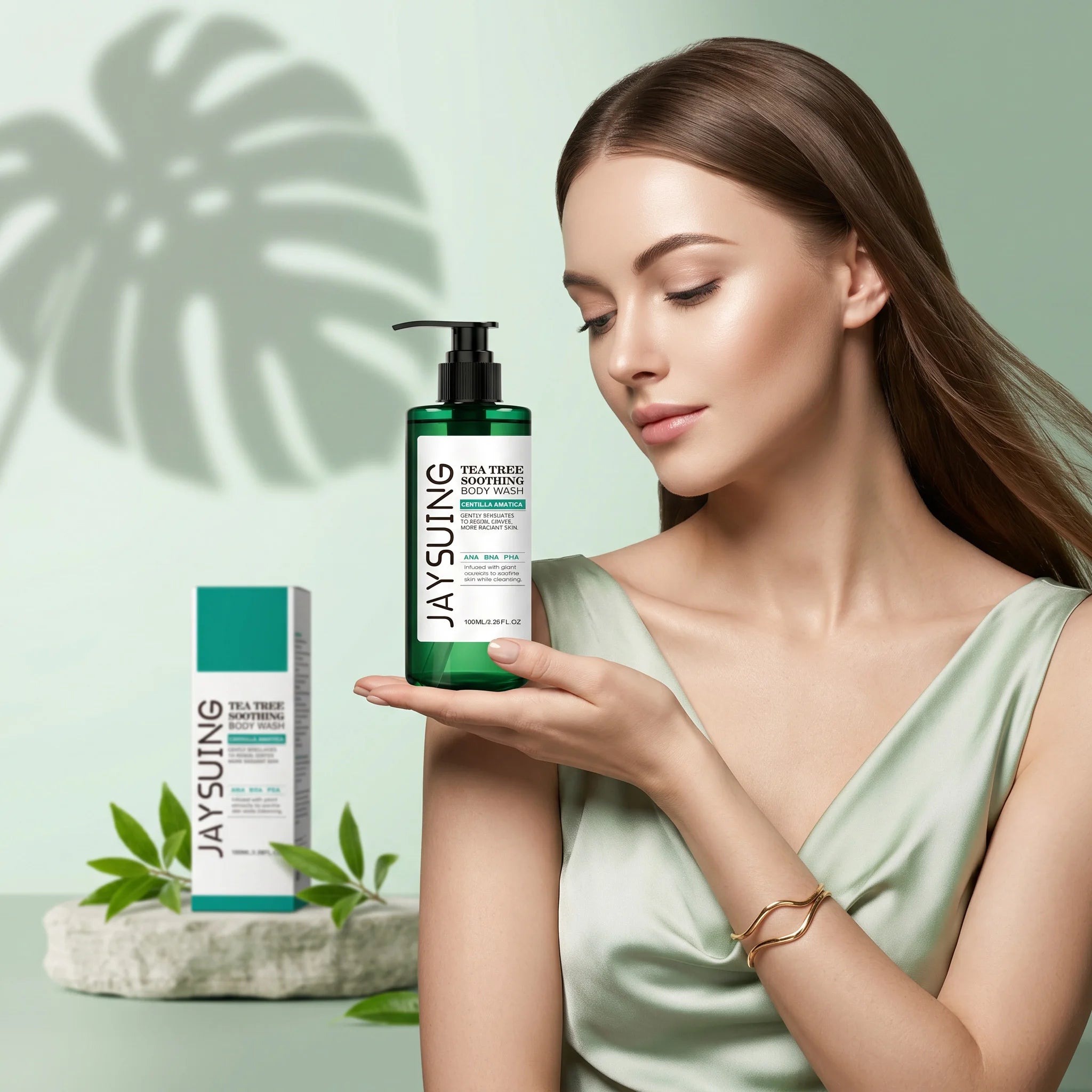 Jaysuing Tea Tree Body Wash Deep Cleaning Soothing Skin Exfoliator Qme