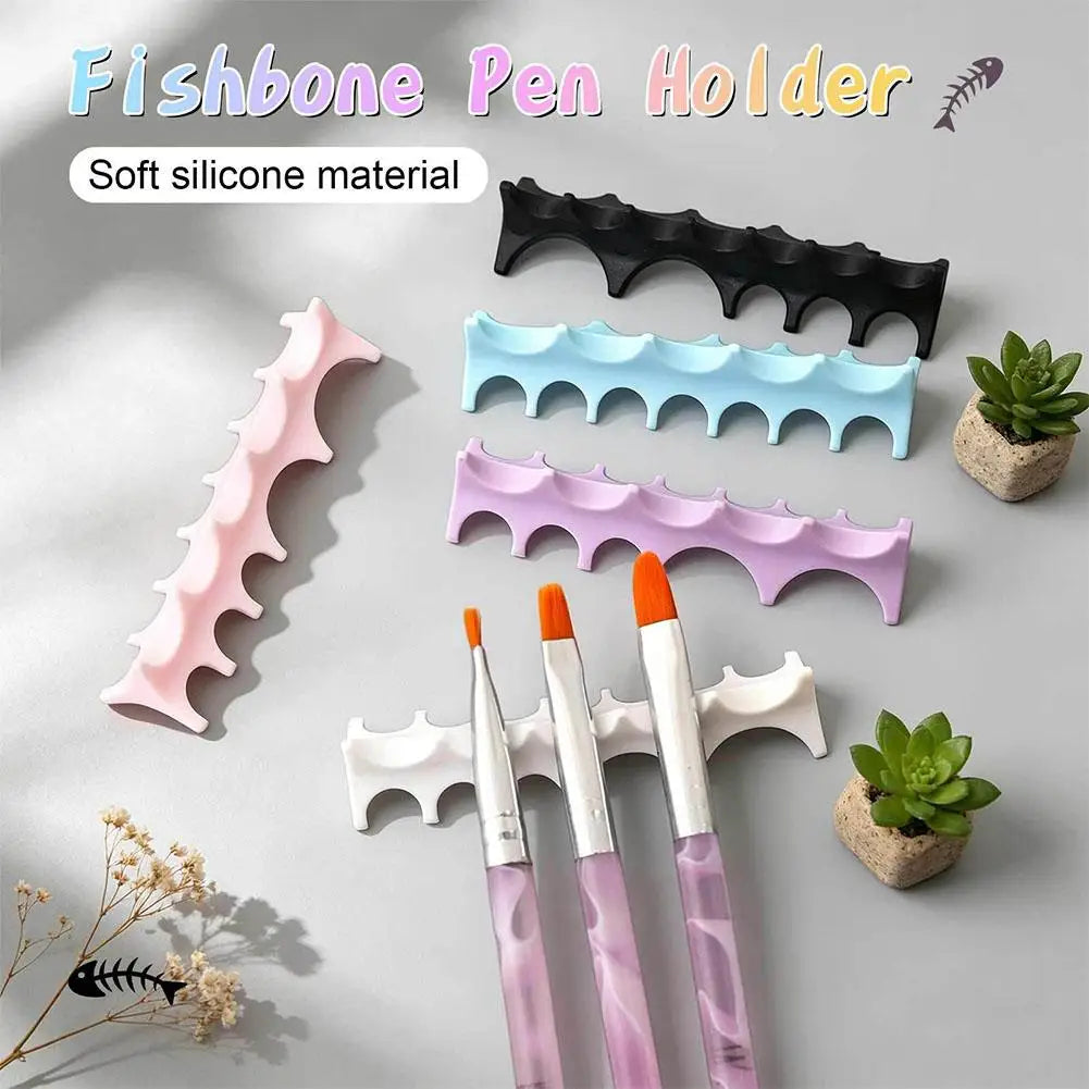 Soft Silicone Nail Pen Holder Brush Rack Shelf UV Gel Brush Display Stand Makeup Painting Pen Rest Organizer Stander Manicure Qme