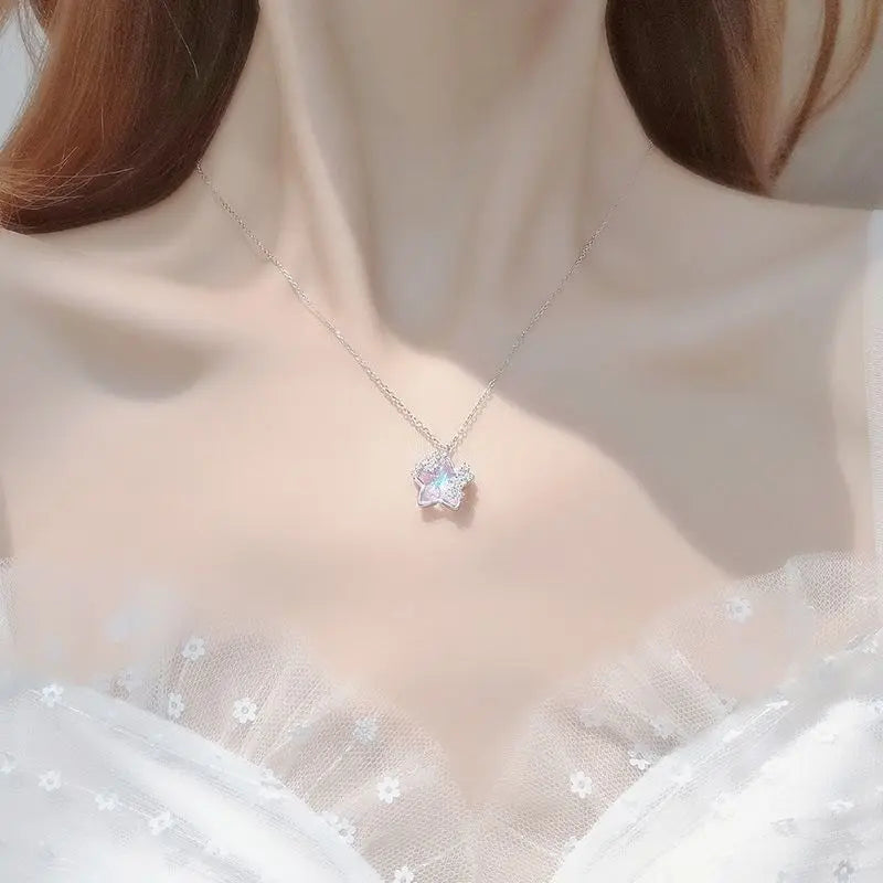 Creative Honey Star Moon Feather Heart Women's Necklace Girl Lady Object Party Banquet Anniversary Gift Qme Honey star 45cm