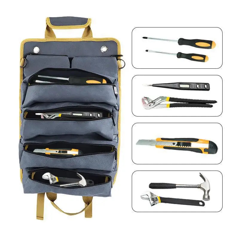 Portable Roll-up Tool Car Garage Workshop Durable Multi-purpose Qme Grey