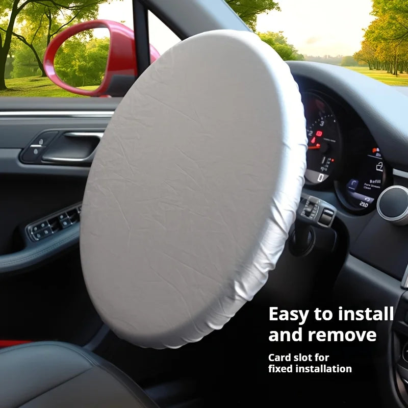 Car Steering Wheel Sun Block Silver Coated Cloth Sun Shade Cover Auto Steering Wheel Sheath Sunscreen Insulation Accessories Qme