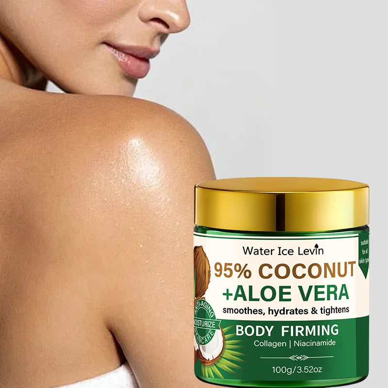 95% Coconut Aloe Vera Body Moisturizer - Collagen & Niacinamide, Firming, Smoothing for All Skin Types Qme