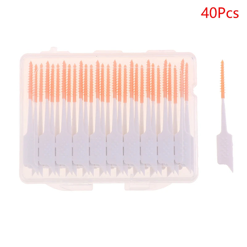 20 Between Teeth Oral Care Toothpick Interdental Brush Cleaning Qme Orange 40Pcs