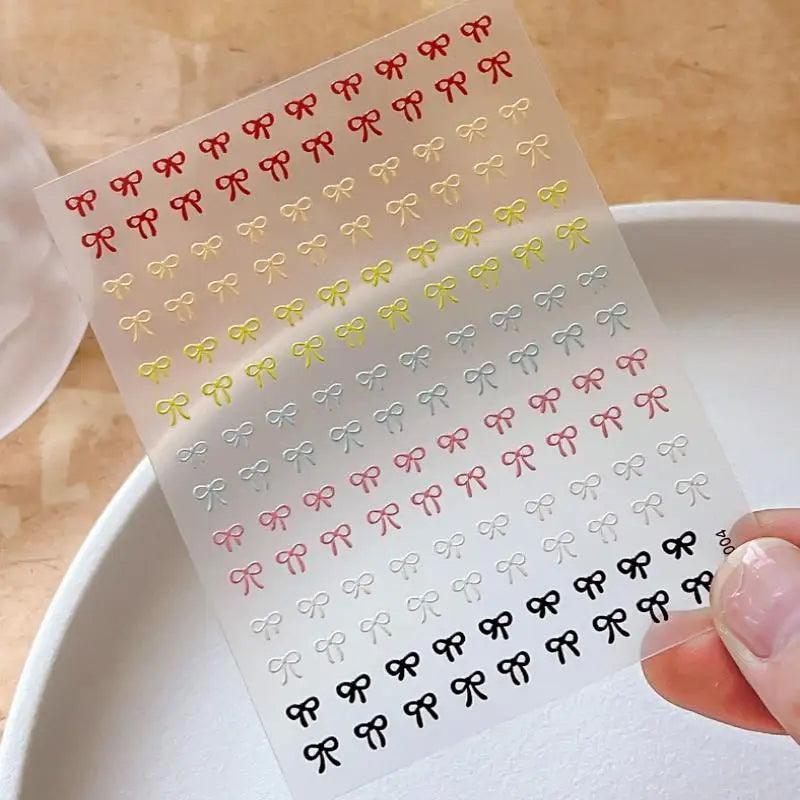 3D Mini Bow Nail Art Stickers Self Adhesive Multicolor Lovely Qme
