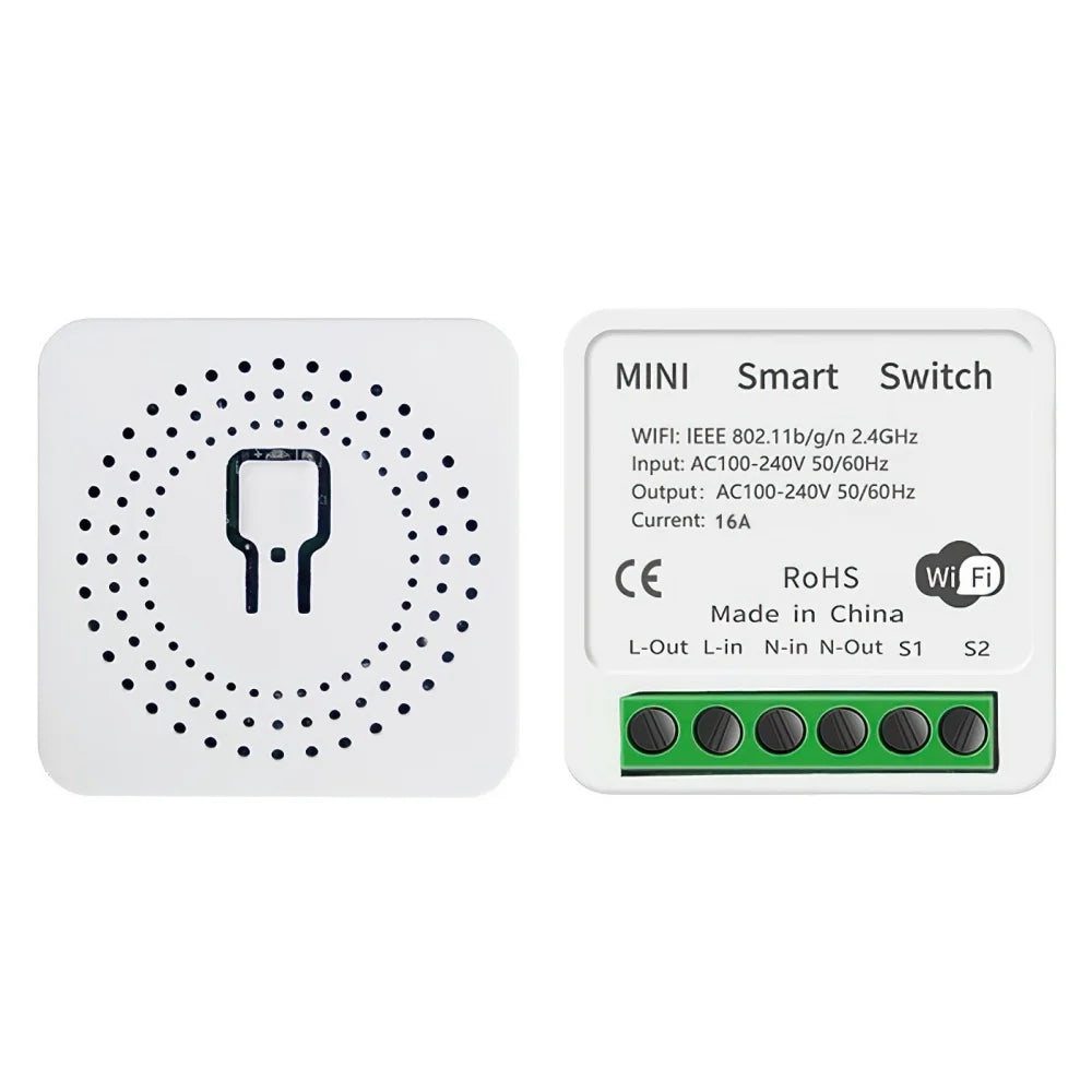 16A WiFi 2 Way Control Tuya Mini DIY Switch Smart Life App Smart Home Automation Module Interruptor Work for Alexa Google Home Qme 1PC