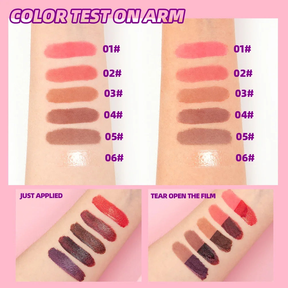 QIBEST Lip Liner Peel Off Tattoo Lipgloss Waterproof Lasting Lip Tint Red Brown Not Easy Fade Lip Stain Outline Contour Makeup Qme