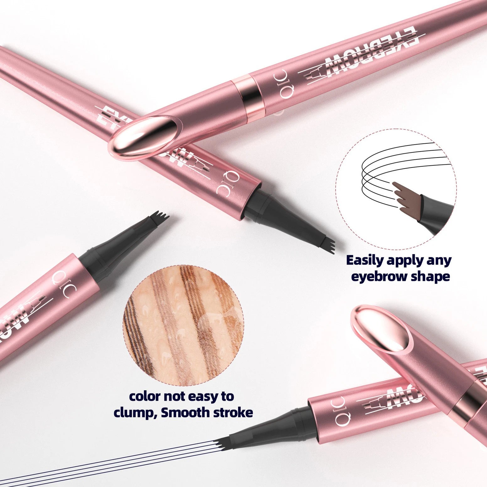 4 Point Liquid Eyebrow Pencil Waterproof Dark Brown Fork Tip Eyebrow Pencil Tattoo Fine Sketch Liquid Eyebrow Pen Makeup Tool Qme