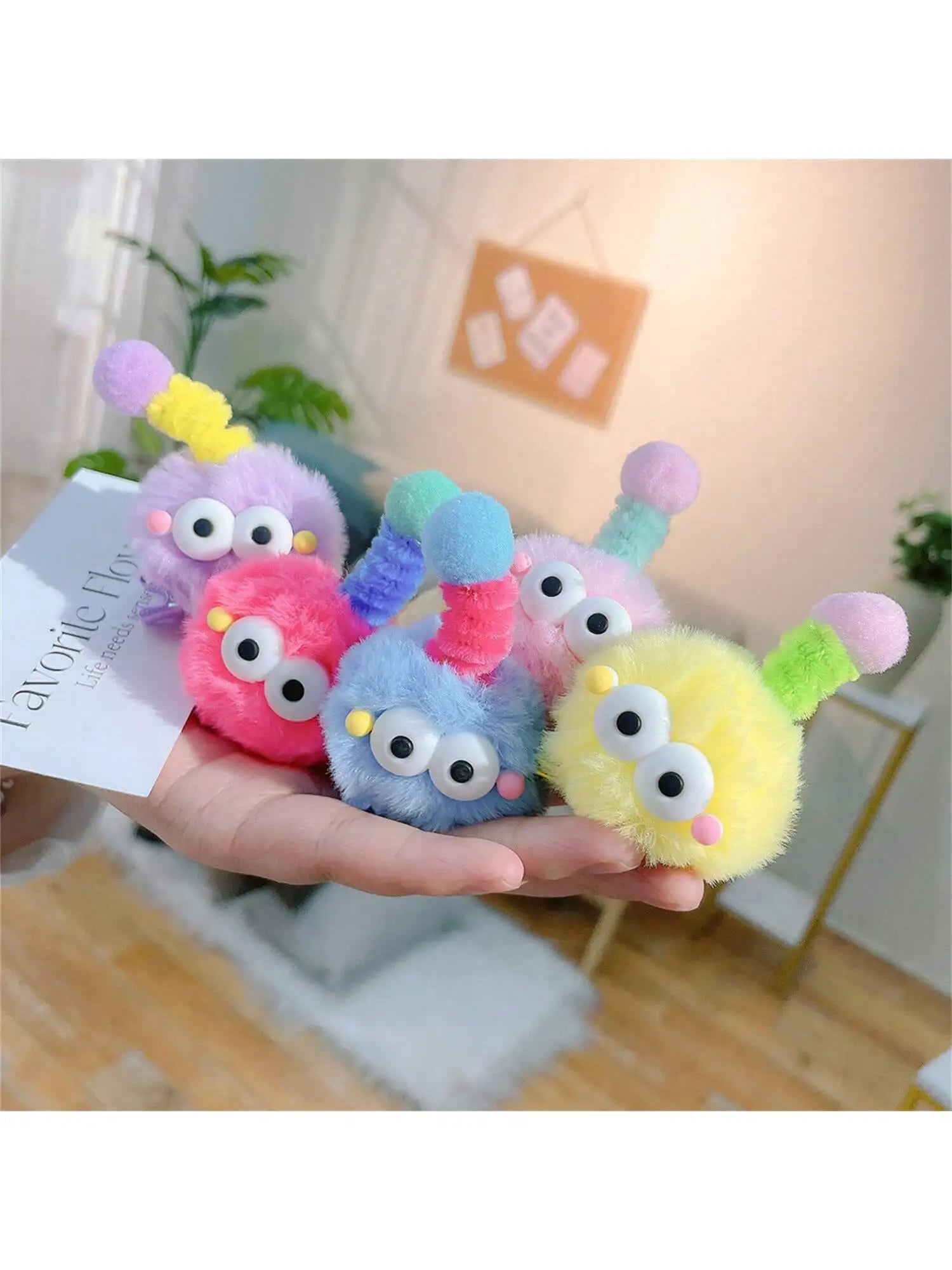 Women's Hair Clips Colorful Cute Furry Baby Coal Balls Soft Cartoon Qme