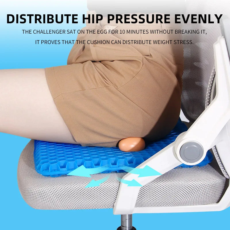 Breathable Honeycomb Gel Cushion for Summer Use, Ease Tailbone and Back Pressure Pain at Home, Office, Car and Wheelchair Qme