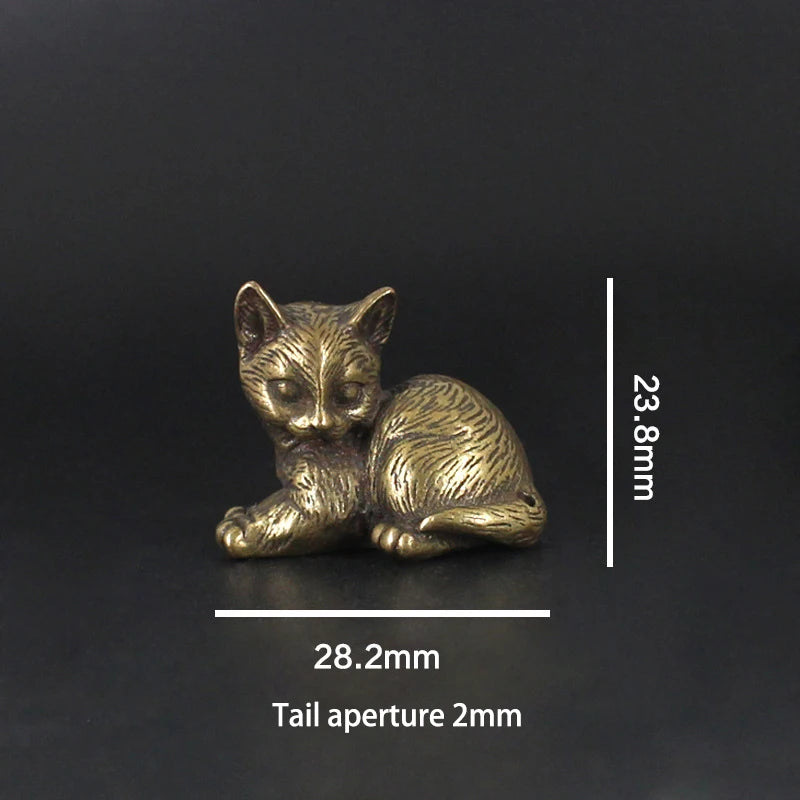 Retro Small Cat Brass Metal Statue Ornament Animal Figurines Figurine Qme