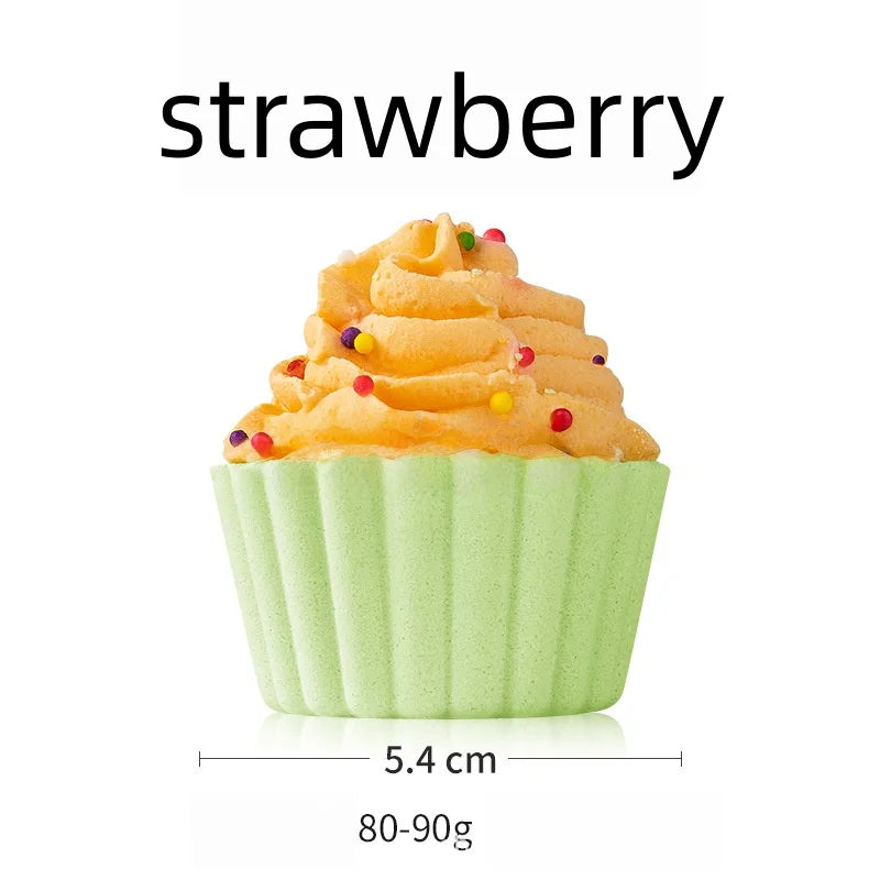 Cute Cake Bath 80g Handmade Fizzy Bath Ball for Children Natural Essential Oil Bubble Bath Salt Spa Gift for Kids Women Qme 80g strawberry 80G