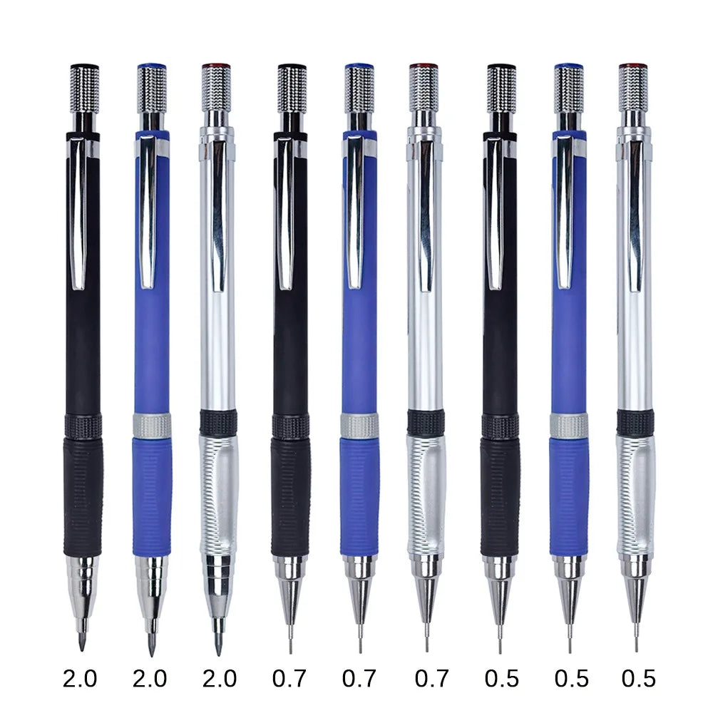 0.5/0.7/2.0mm Mechanical Pencil Set Lead Refills Kneadable Eraser Ruler Sharpener Sketch Drawing Artist Stationery Kit Qme