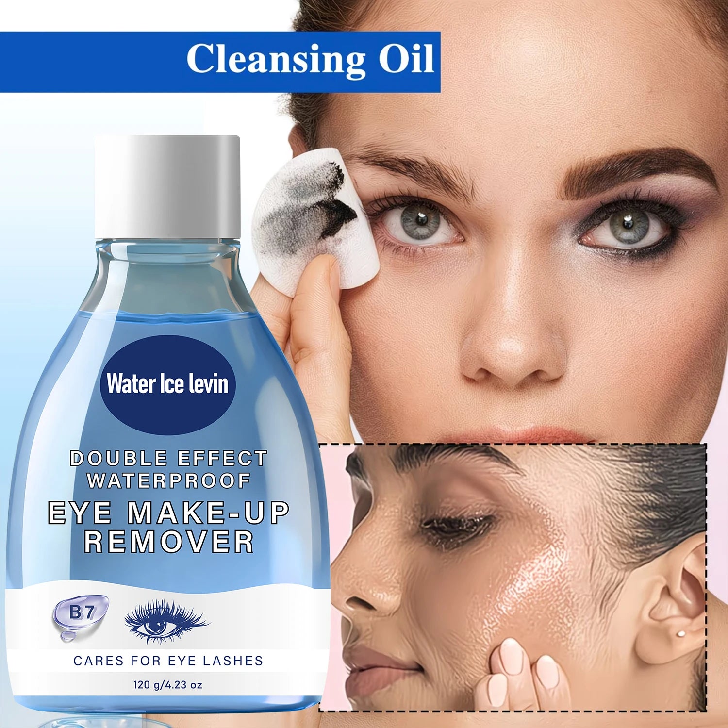 Double Effect Eye Makeup Remover with B7 & Collagen, Gentle on Lashes & Waterproof Qme