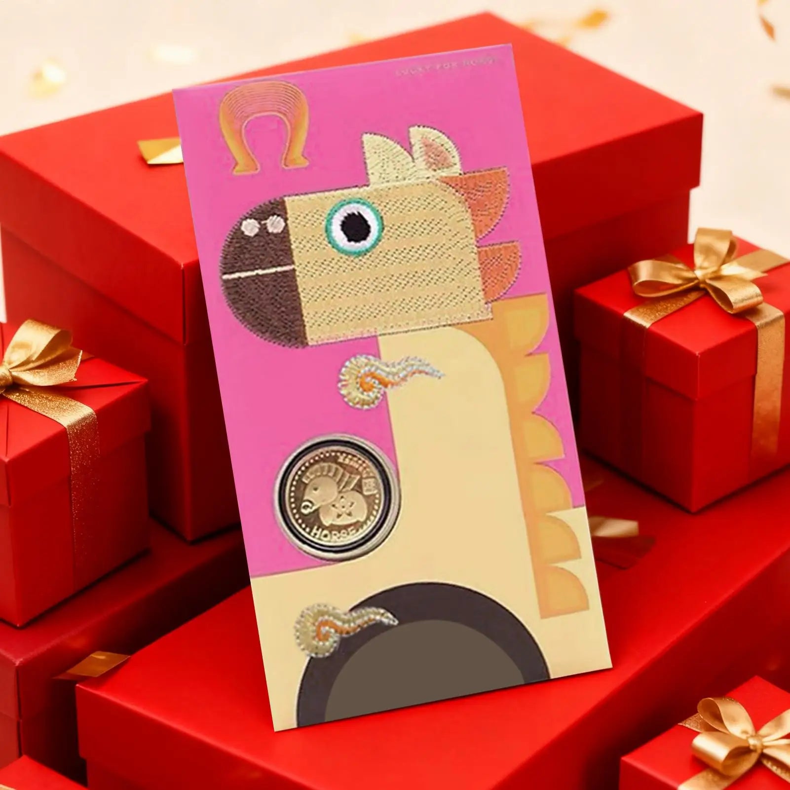 Red Envelopes For Money Blessing Souvenir With Coin Gold Collectible Coin For New Year Boys Girls Adults Elderly Family Friends Qme