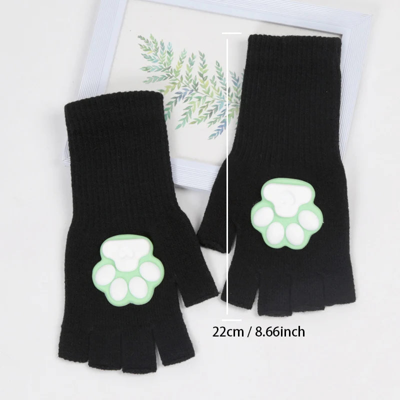 Harajuku Y2k Women Girls 3D Cat Pad Paw Gloves Black Punk Streetwear Qme