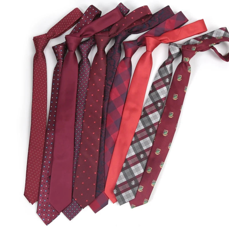 Men Burgundy Necktie Marriage Gifts Women Red Neck Ties Man Striped Qme