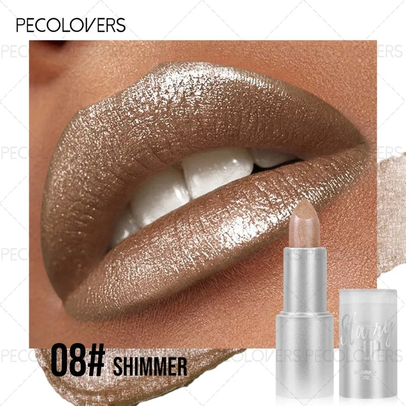 Multi-color Glitter Lipstick Shiny Charming Lips Waterproof Qme 08