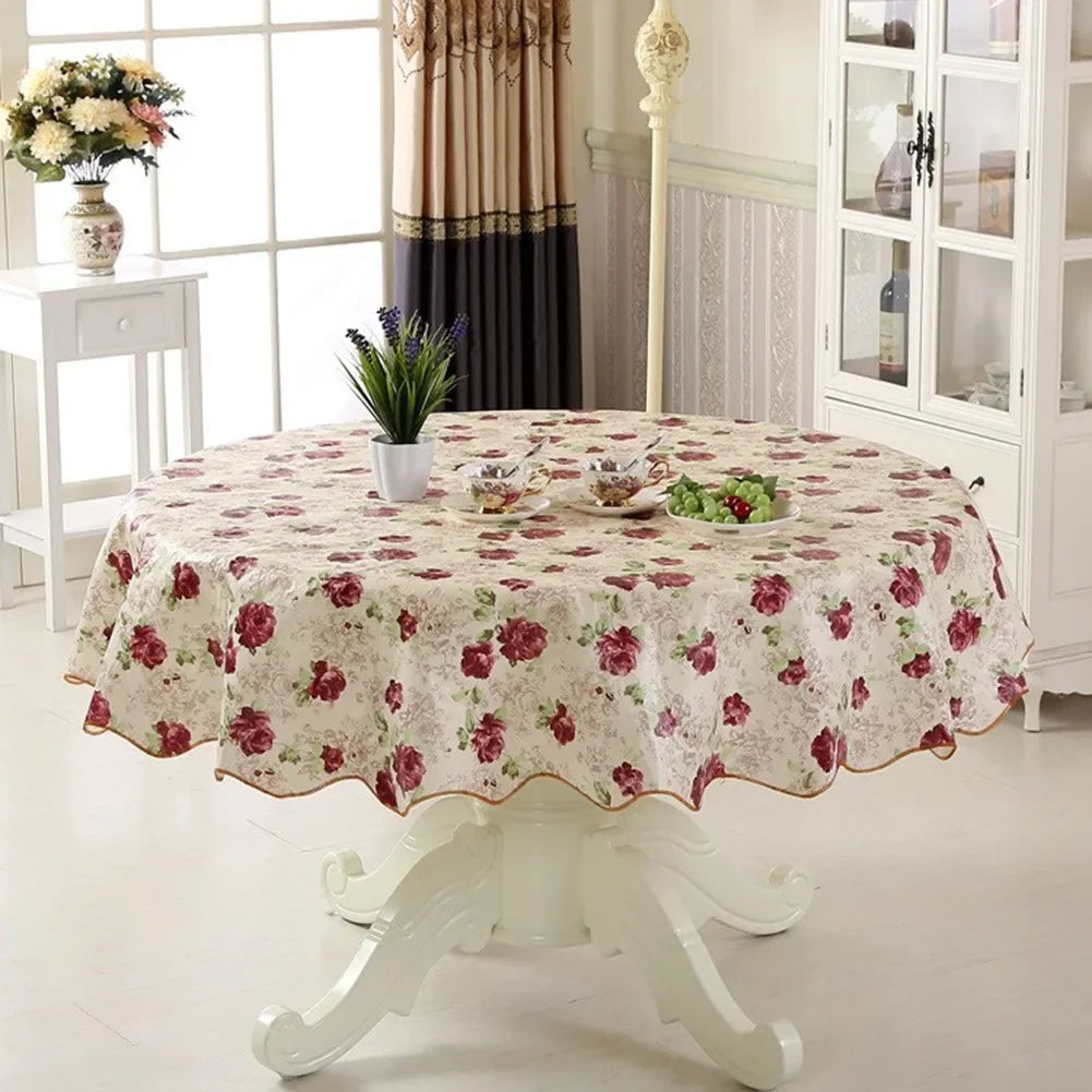 152/180 Cm Round Tablecloth Washable Tablecloth Decorative Tablecloth Indoor Holiday Home Christmas Party Picnic Restaurant Qme Rose 180cm