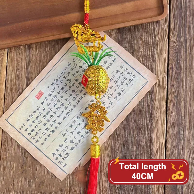 Chinese Year 2026 Celebration Decor Horse Red Gold Pineapple Hanging Qme A8