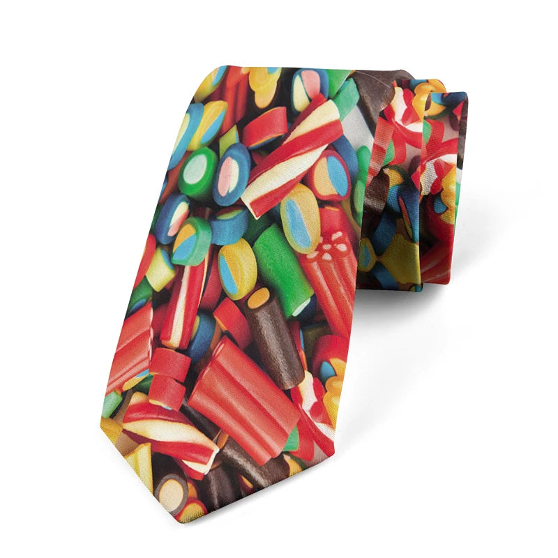 Funny Candy Snacks Printed Tie Unisex Casual Creative Novelty Men's Qme style7