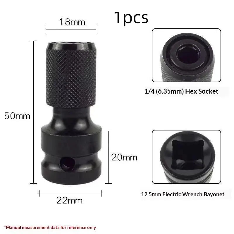 1/2PCS Impact Wrench To Drill Adapter 1/2 To 1/4 Hex Converter Socket Extension Bit Holder For Electric Wrench And Power Tools Qme 1pcs